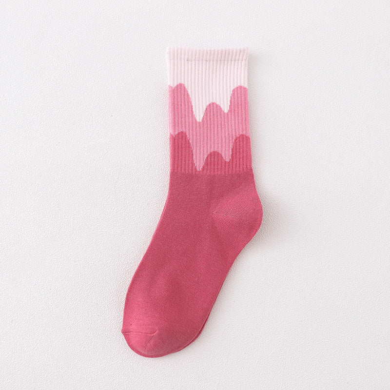 Men's And Women's Fashionable Warm Color Matching Mid-calf Socks