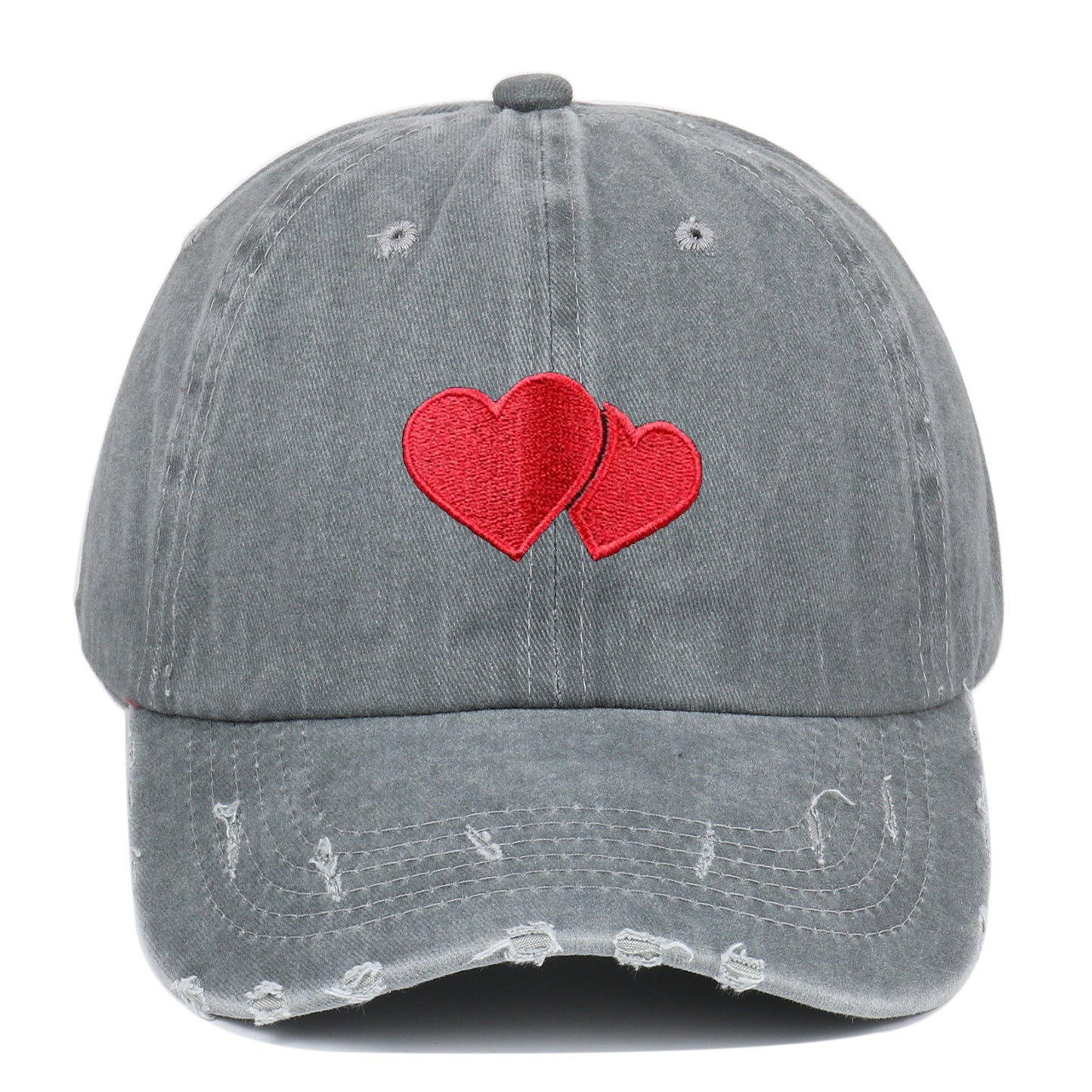 Retro Tattered Jeans Washed Love Embroidered Baseball Cap