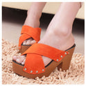 Thick heel fish mouth sandals and slippers