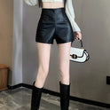 Women's High Waist Outer Wear Slimming PU Leather Shorts