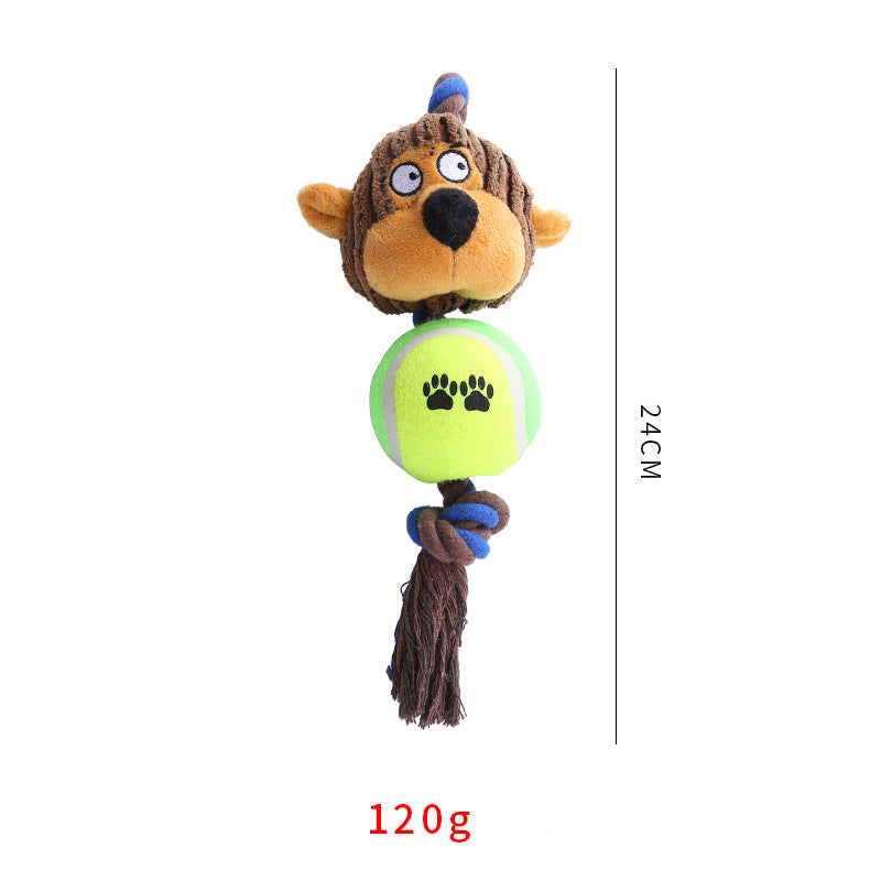 Pet Dog Toy Corduroy Tennis Ball Cotton Rope Dog Bite Resistant Teeth Sound Toy Interactive Play