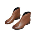 Women's Autumn Winter Retro Round Head Soft Leather Low Heel Martin Boots