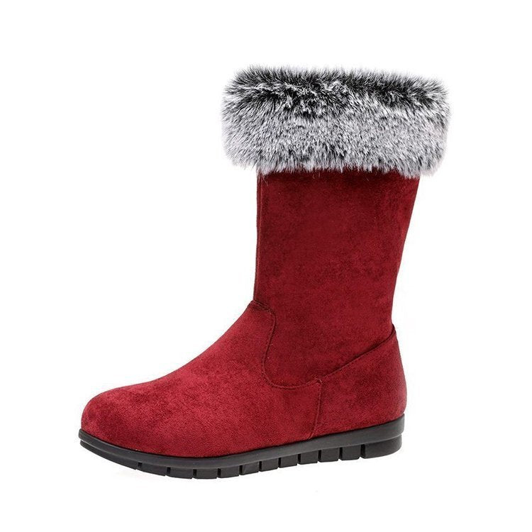 Women's snow boots suede low heel casual women's shoes