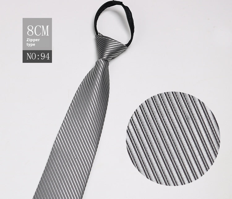 Black Men's Tie Striped Blue Business Tie Lazy Zip Tie In Stock Wholesale Pull Peels