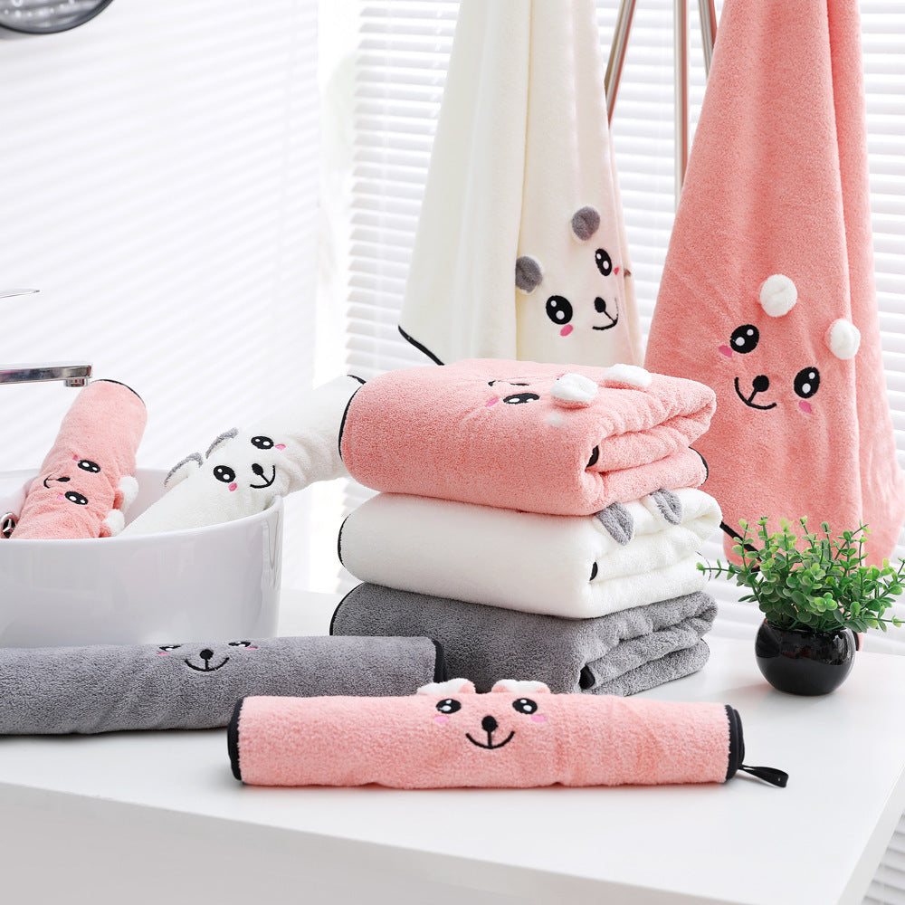 Coral Velvet Bath Towel Two-piece Towel Rabbit Ears Koala Bear Gift Box