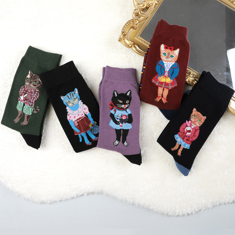 Cute Thickening Breathable Sweat Absorbing Women's Mid-calf Length Socks