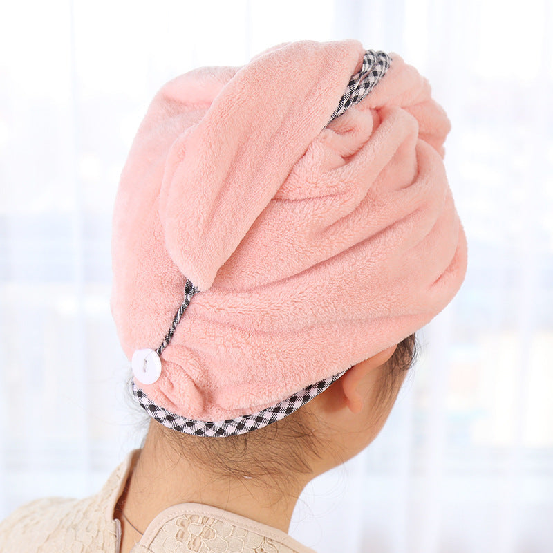 Thick Absorbent  Hair Caps Coral Fleece Cute Turban