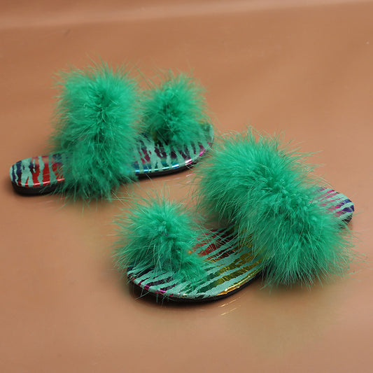 Clip Toe Candy-colored Fairy Wind Word Fashion Slippers