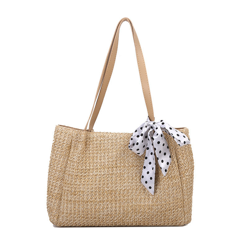 Women's Woven Tote Chain Crossbody Scarf