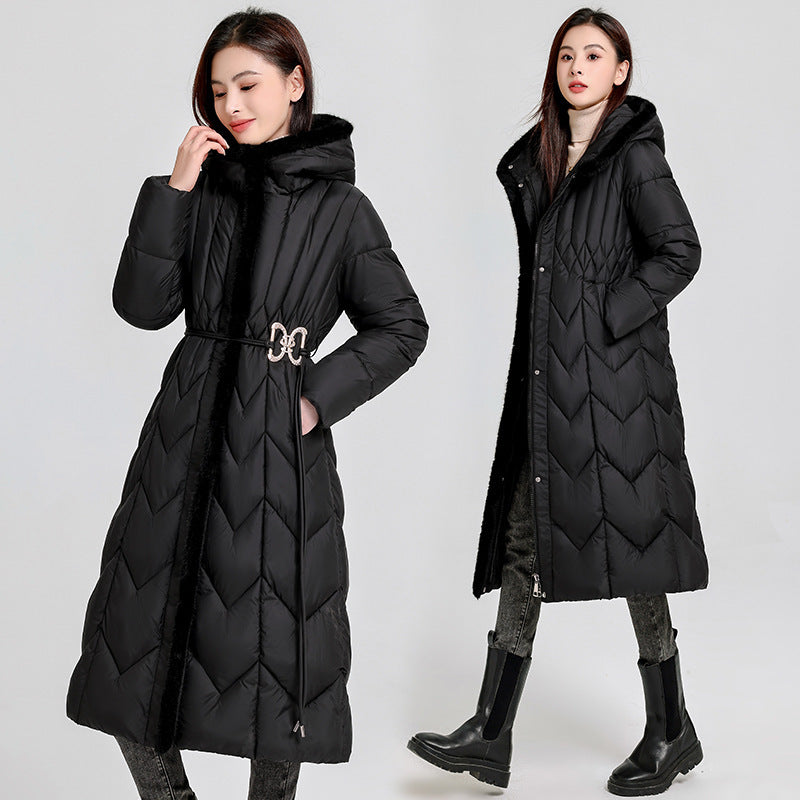 Long Overknee Down Cotton-padded Coat Lightweight Mom Coat