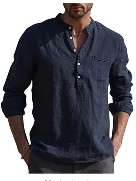 Men's Long Sleeve Casual Beach Linen Shirt