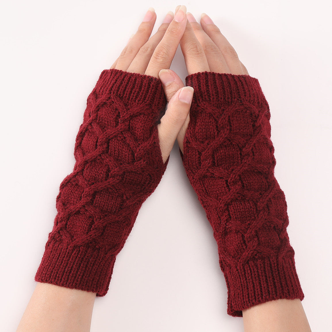 Fashion Short Knitted Wool Warm Half Finger Gloves