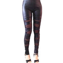 Cross Tied Faux Leather Leggings Stretch Feet Pants