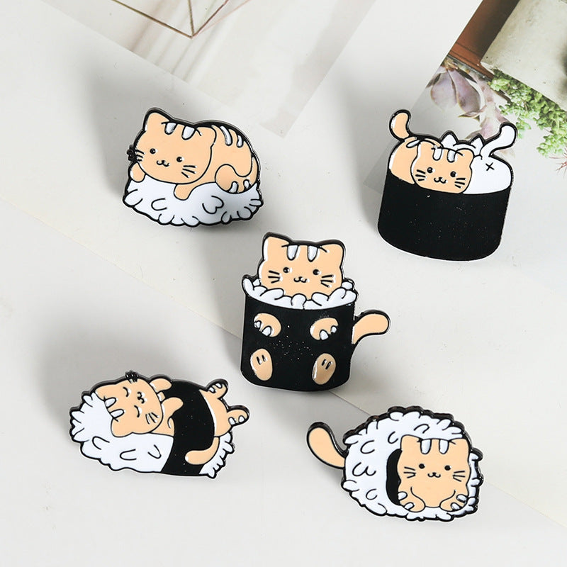 Creative Cartoon Cat Baking Paint Alloy Brooch