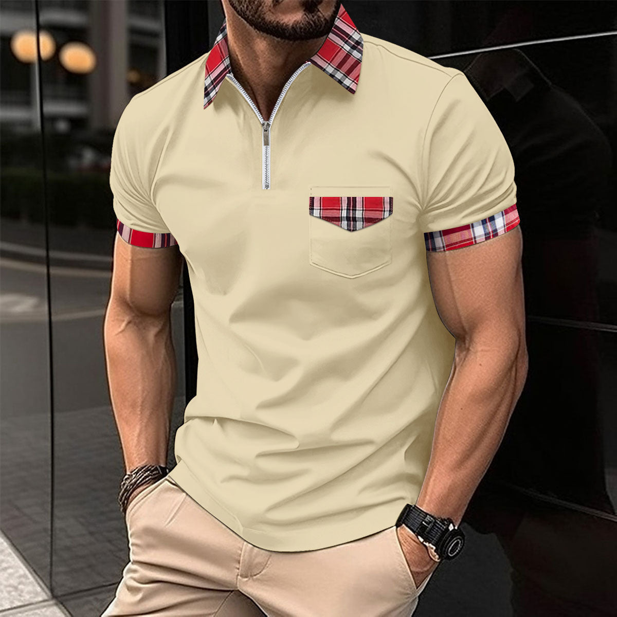 Men's Fashion Solid Color Casual Short Sleeve