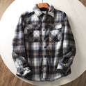 Fleece Lined Padded Warm Keeping Loose Lamb Wool Plaid Shirt