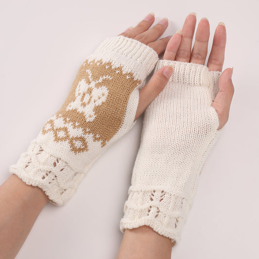 Cute Autumn And Winter Fashion New Butterfly Wool Warm Gloves