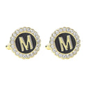 Round Diamond French Cufflinks Men's 26 Letters