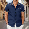 Men's Shirt Casual Pocket Stitching Contrast Color Top