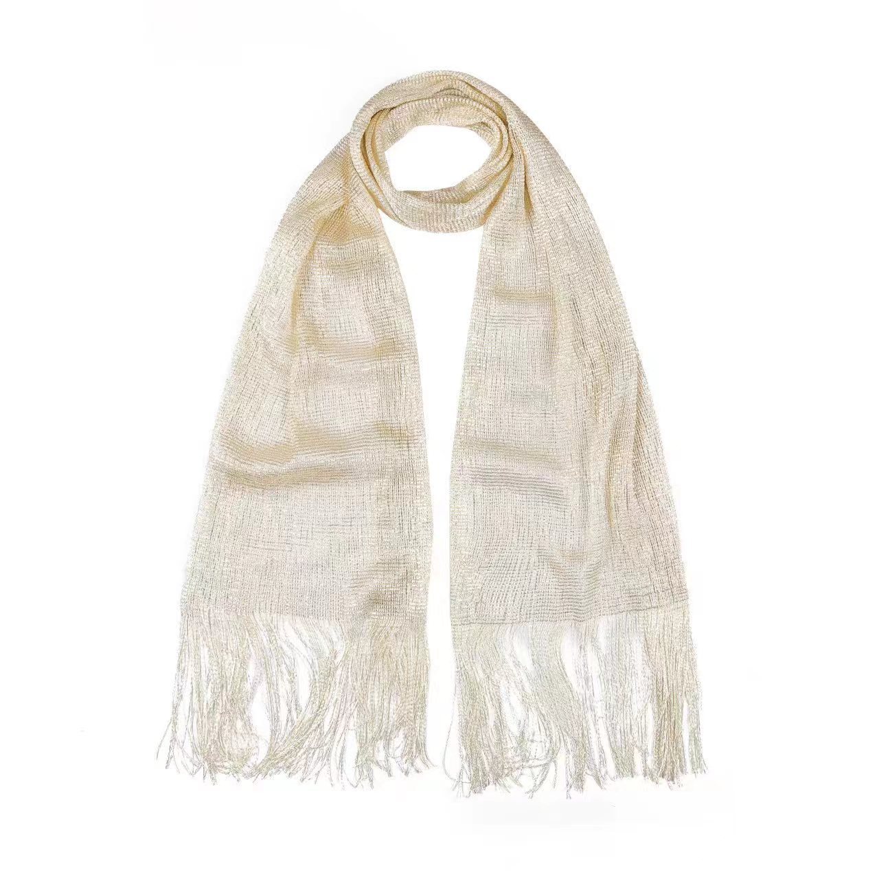 Rayon Scarf Gold And Silver Silk Thin Scarf Polyester European And American Hollow Shawl