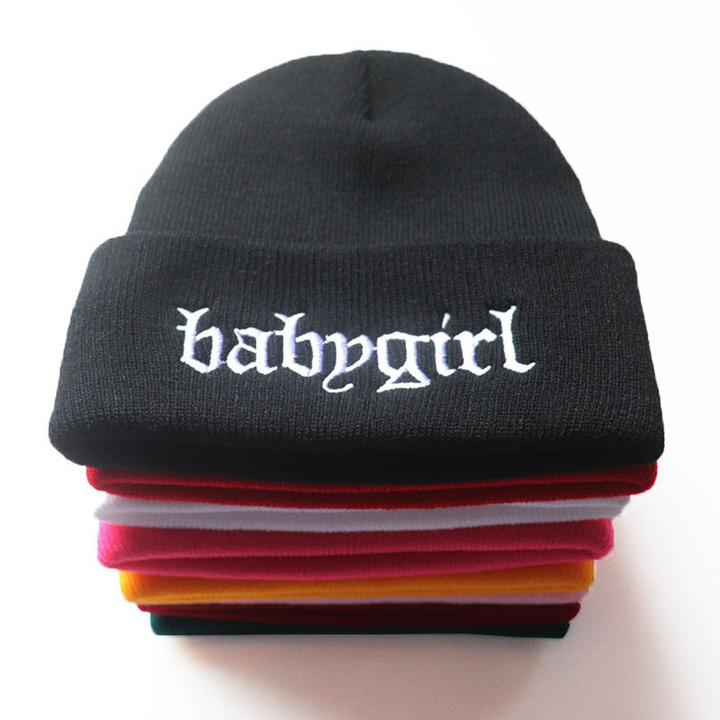 Embroidered Knitted Hat Warm Pullover Hip Hop