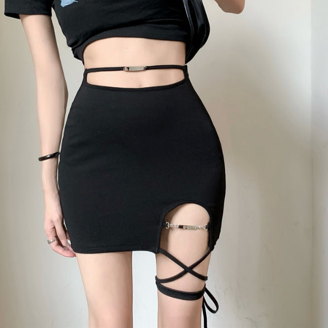 Women's Slim-fit High Waist Sheath Fashion Tie Skirt