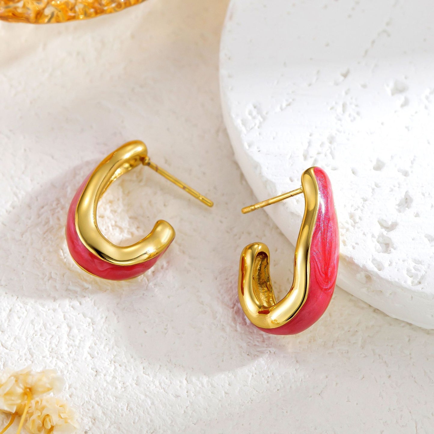 Fashion Stainless Steel Hook Enamel Earrings