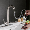 Pull-out Hot And Cold Household Kitchen And Dishwashing Brushed Copper Sink Faucet