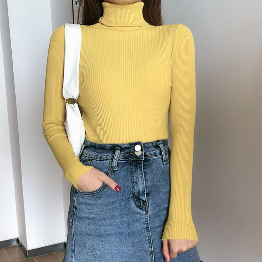 High neck long sleeve knit top