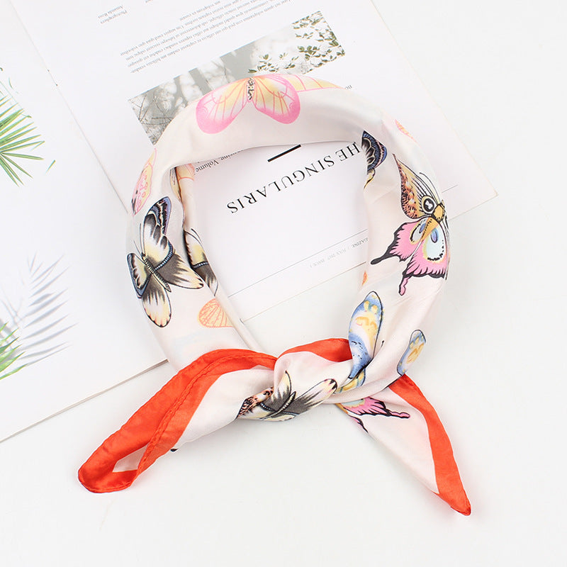 Elegant Print Butterfly Scarf Fashion Square Scarf Ladies Fashion