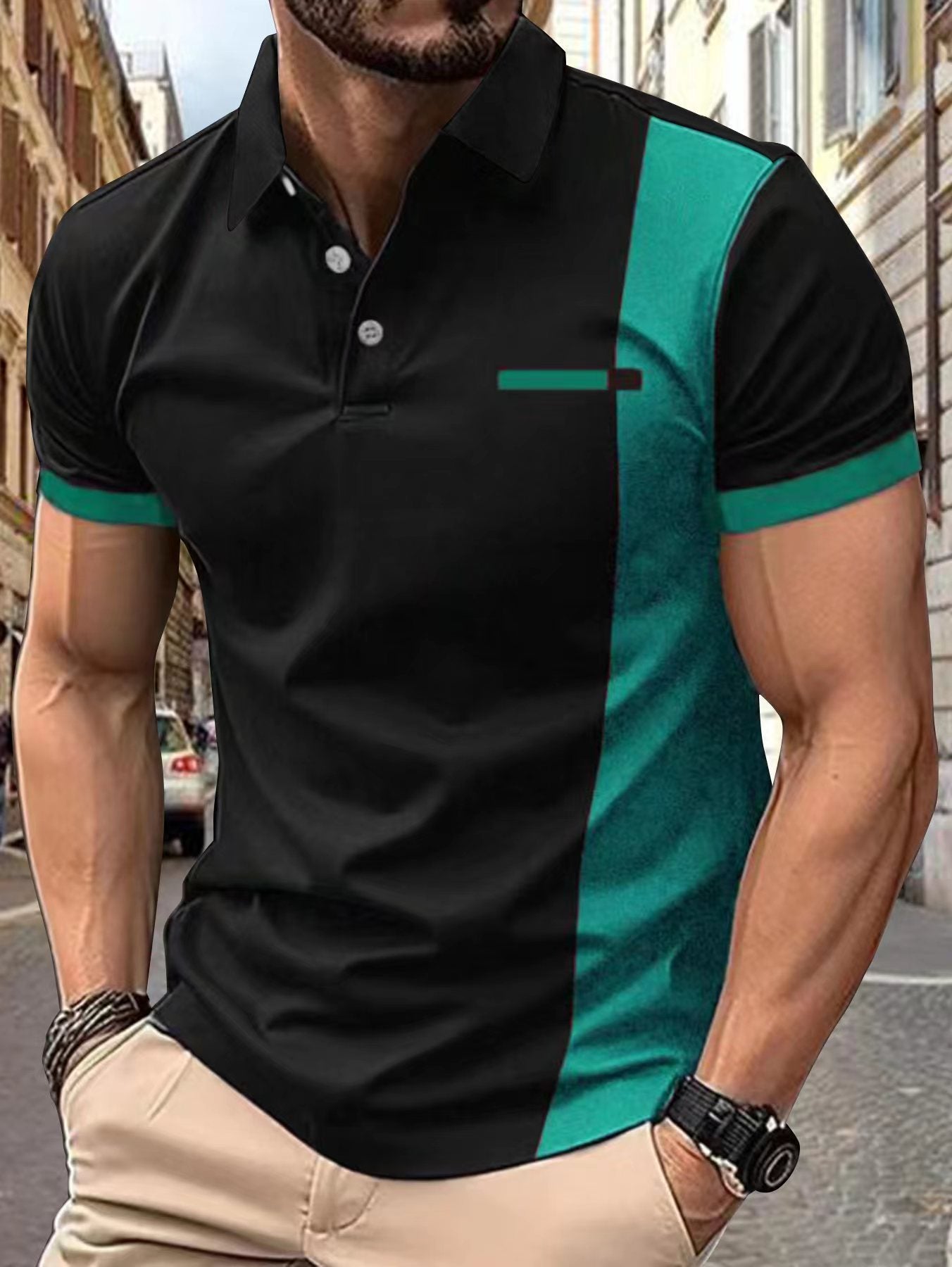 Summer Stripes Printed Men's Sports Polo Shirt