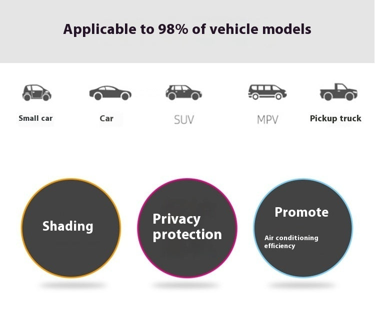 Sun Protection Heat Insulated Sunshade Car Front And Rear Privacy Partition Curtain