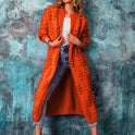 Spring And Autumn Clothing Drum Wave Solid Color Cardigan Long Sweater Coat