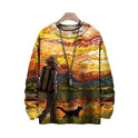 Abstract Style Digital Printing Drop-shoulder Long Sweater