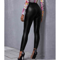 Mid-waist Pu Slim Tight-fitting Hip Sexy Female Leather Pants