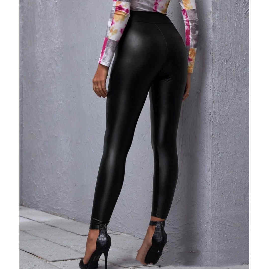 Mid-waist Pu Slim Tight-fitting Hip Sexy Female Leather Pants