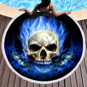 Scary Skull Round Beach Towel Fiber Picnic Mat