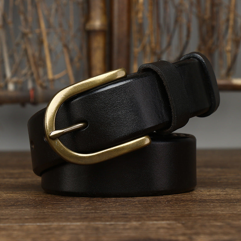 3.3CM Wide Copper Buckle Trendy Fashion Retro Belt Men