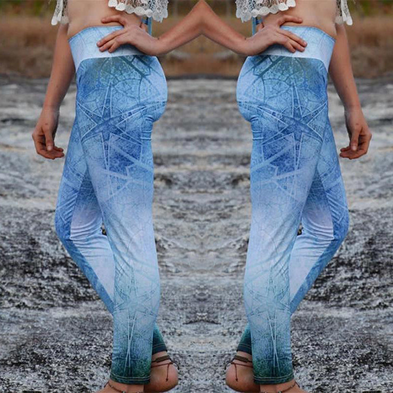 Tie-dye printed sports yoga pants