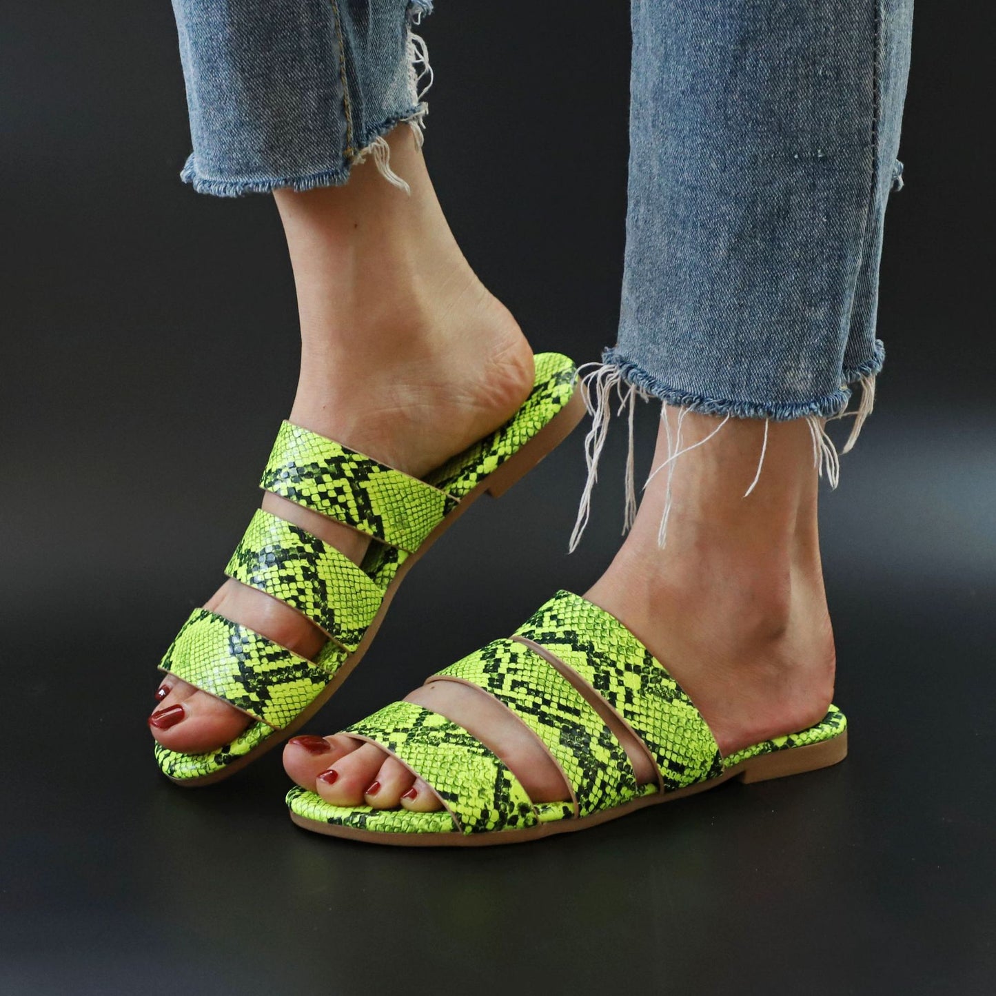 Flat snakeskin slippers