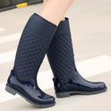 Women's High Tube Rain Shoes Diamond Lattice Rubber Shoes