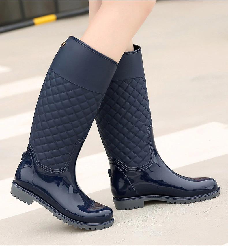 Women's High Tube Rain Shoes Diamond Lattice Rubber Shoes