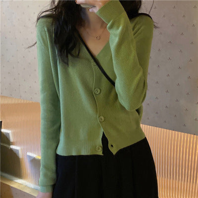 Women's Autumn V-neck Loose Thin Knit Jacket