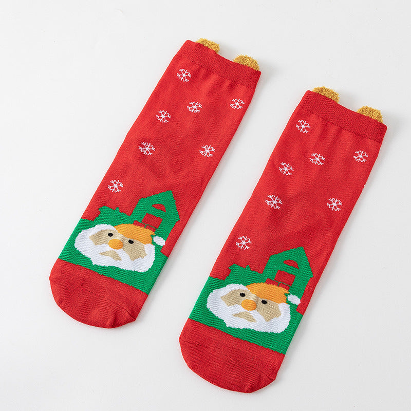 Cotton New Year Cartoon Stereo Ear Cute Elk Christmas Socks