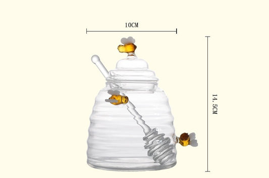 Household Transparent Glass Honey Jar With Lid Borosilicate