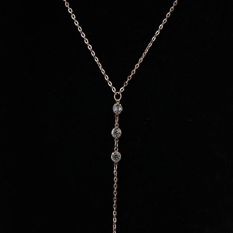 Minimal Diamond Embellished Back Chain Necklace