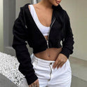 Long Sleeve Hooded Zip Cardigan Casual Sweatshirt