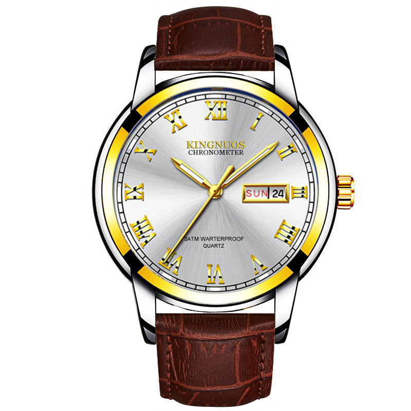 Cross-border Hot Double Calendar Steel Belt Watch Business Non-mechanical