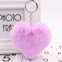 Heart-shaped Fur Ball Keychain Rex Rabbit Plush Car Pendant