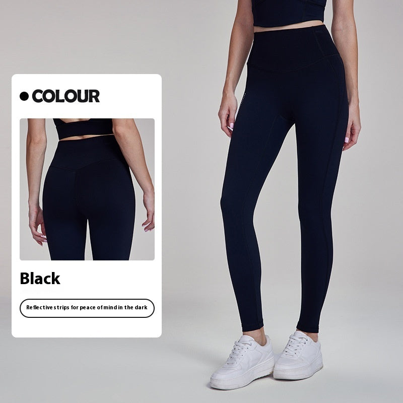 Reflective Printed Sports Leggings With Pockets